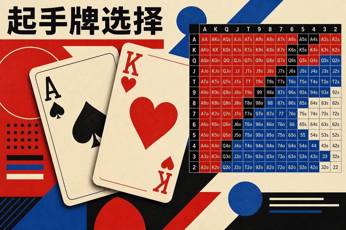 德州扑克起手牌选择矩阵：169 种起手组合按强度分色